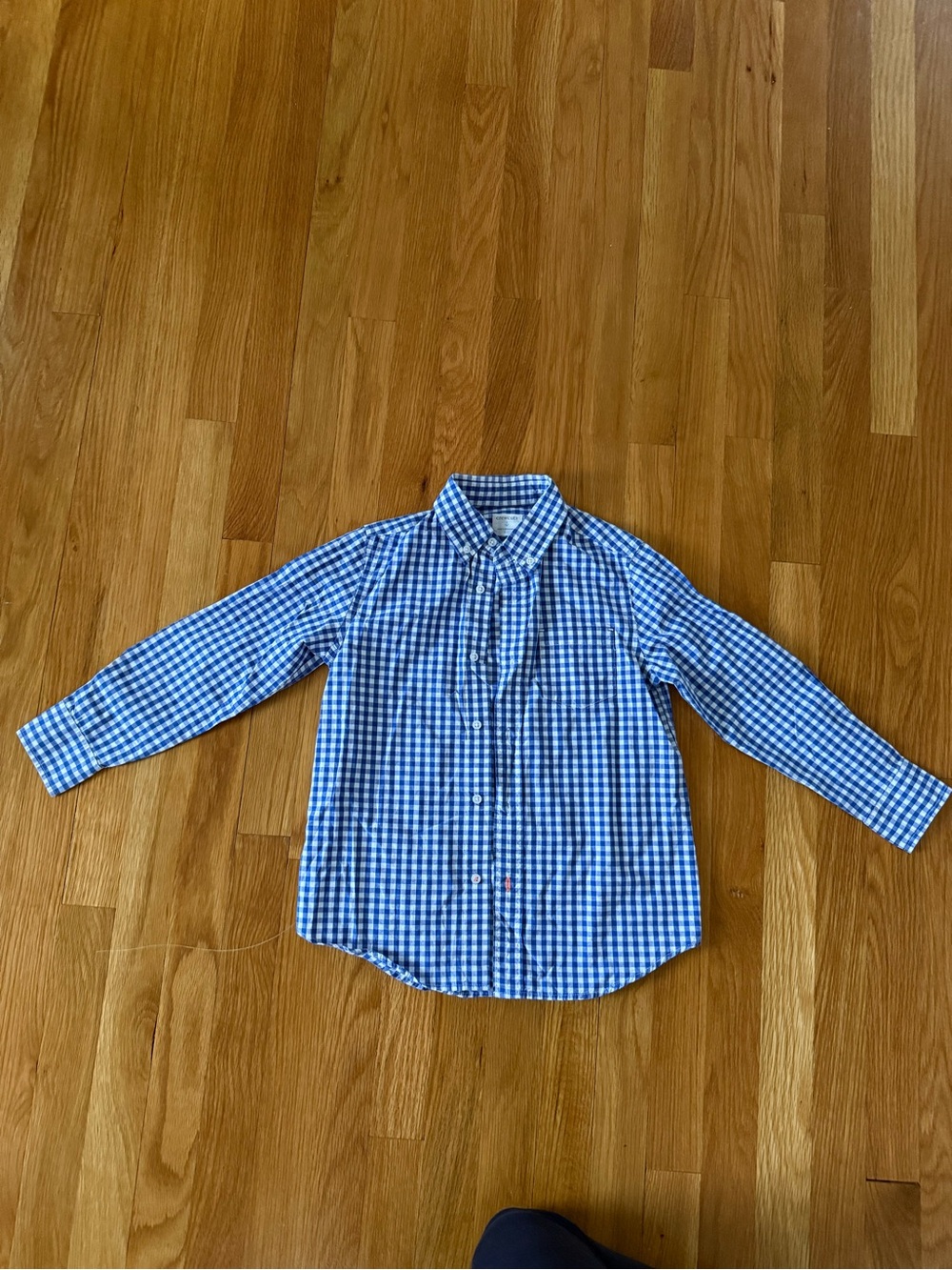 J. Crew/Crewcuts Blue Gingham Button-Down Shirt - Boys size 6-7